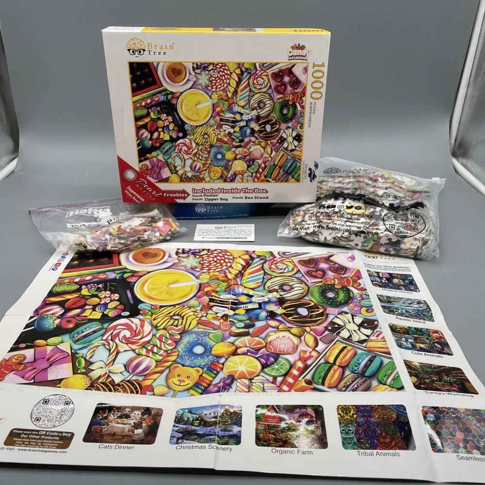 Brain Tree 1000-Piece Candy Collection Jigsaw Puzzle Poster Included COMPLETE